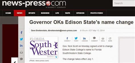 College History Garden: Edison State College Name Change Approved