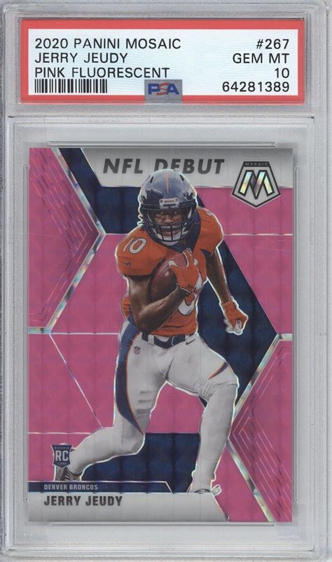 Jerry Jeudy 2020 Mosaic 267 NFL Debut Pink Fluorescent 10 PSA 10