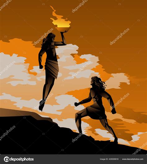 Prometheus Stealing Fire Greek Mythology Stock Vector By Matintheworld