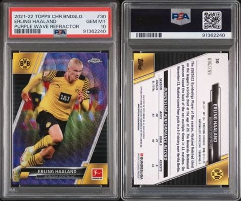 Topps Chrome Erling Haaland Dortmund Violet Vague Psa Eur