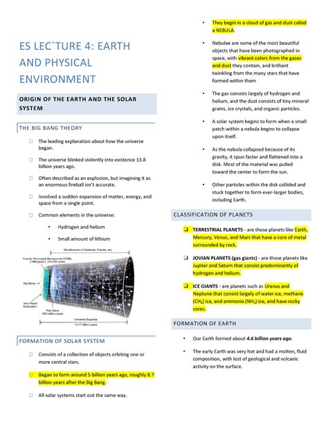 Es Lec 4 Envisci Lecture Notes Es Lec`ture 4 Earth And Physical