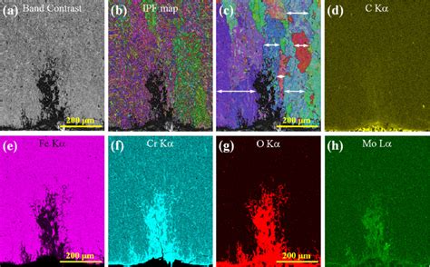 Combined Ebsd A Band Contrast B Ipf Map At Y Axis C Prior