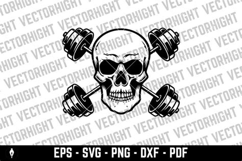 Skull With Barbell Svg Gym Skull Shape 2508640