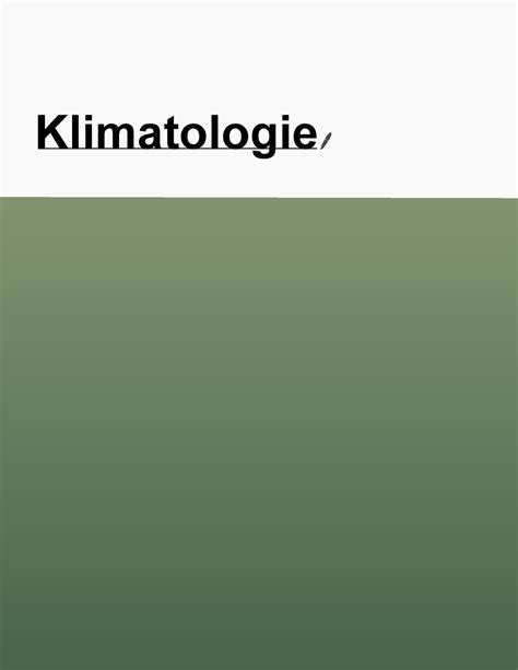 Physische Geographie Teilbereich Klimatologie Vollst Ndig