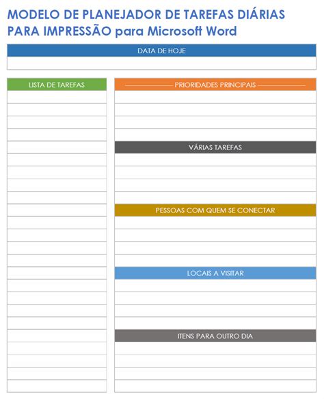 Lista De Tarefas Diárias Para Imprimir - 6