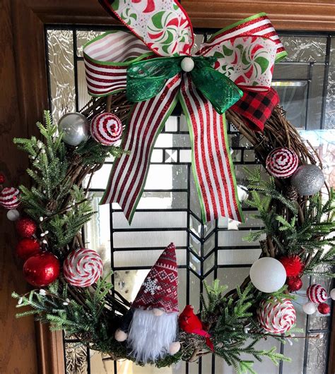 Gnome Wreath, Christmas Wreath, Gnome Grapevine Wreath Christmas - Etsy