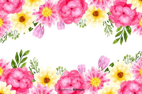 Fondo Natural Con Flores Coloridas En Acuarela Vector Gratis