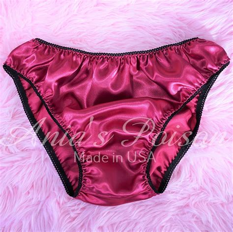 Anias Poison Full Bikini Cut Soft Magenta Satin Lined Sissy Panties For