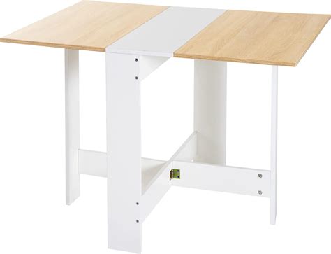 HOMCOM Table de salle à manger pliable table pliante avec 2 tiroirs