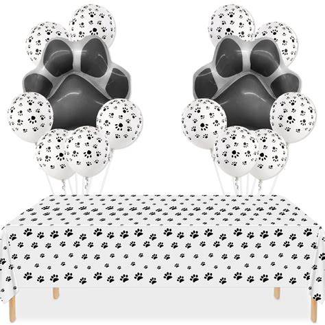 Dog Party Decorations 3pcs Puppy Paw Print Tablecloths 14pcs Dog Paw