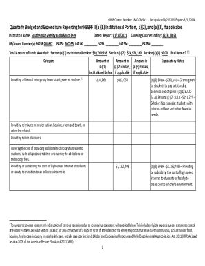 Fillable Online Quarterly Budget And Expenditure Reporting For HEERF II