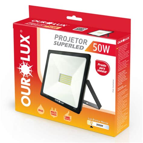 Refletor Projetor Slim Superled W Preto Bivolt Ourolux