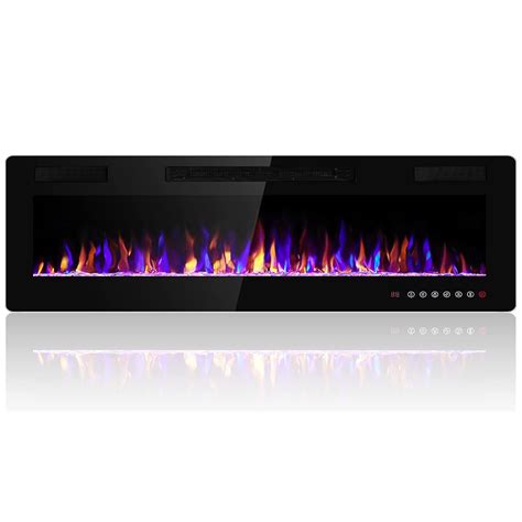 Electactic 60 inches Flame Electric Fireplace Heater, Recessed and Wall Mounted Electric ...