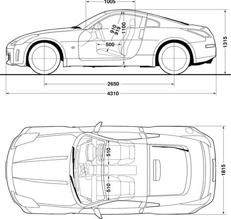 Nissan 350Z Blueprint - Download free blueprint for 3D modeling