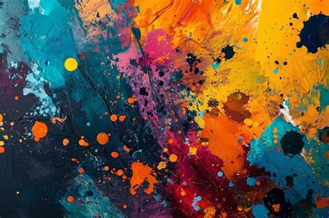 Premium Photo | A colorful painting with lots of paint splatters on it