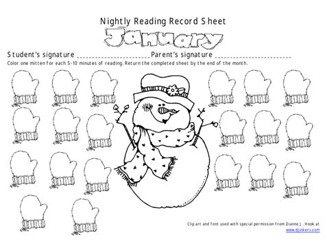 January Nightly Reading Record Sheet Template Download Printable PDF ...