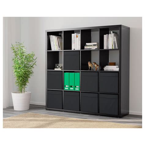 KALLAX стеллаж с 8 вставками черно-коричневый 147x147 см | IKEA Latvija