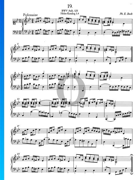 Polonaise G Minor BWV Anh 125 Carl Philipp Emanuel Bach Piano Sheet