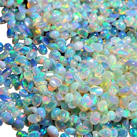 White Oval Natural Ethiopian Opal Cabochon Gemstone For Jewelry Size