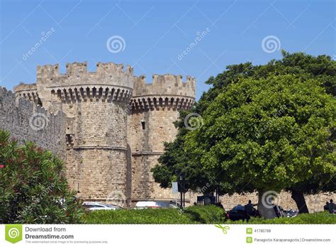 Замок рыцарей на острове Родоса, Греции Стоковое Фото - изображение ...