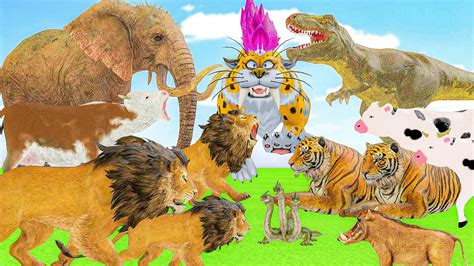 Mammoth Giant Tiger Lion Vs Zombie Cow Bull Vs Monster Lion