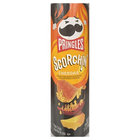 Pringles SCORCHIN CHEDDAR Flavored Potato Chips Snack Crisps 5 5 Oz Can