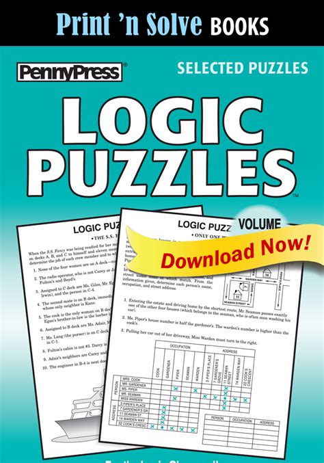 Print ‘n Solve Books: Logic Puzzles - Penny Dell Puzzles