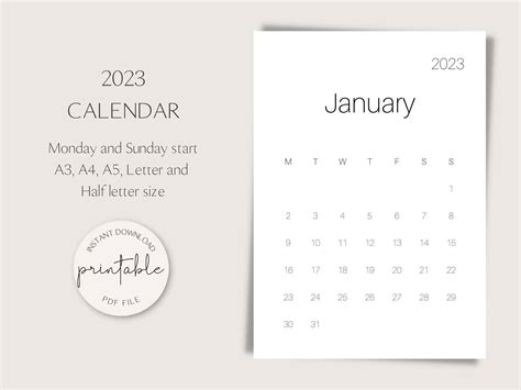 2023 Calendar Printable Calendar 2023 Printable Printable 2023