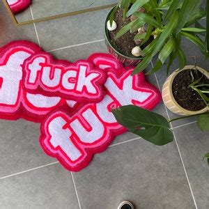 Fuck Pink Fluffy Tufted Rug Handmade Etsy