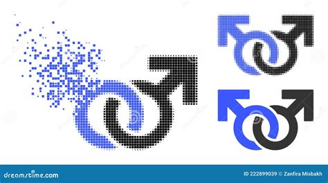 Fractured Dot Gay Pair Symbol Icon With Halftone Version Stock Vector