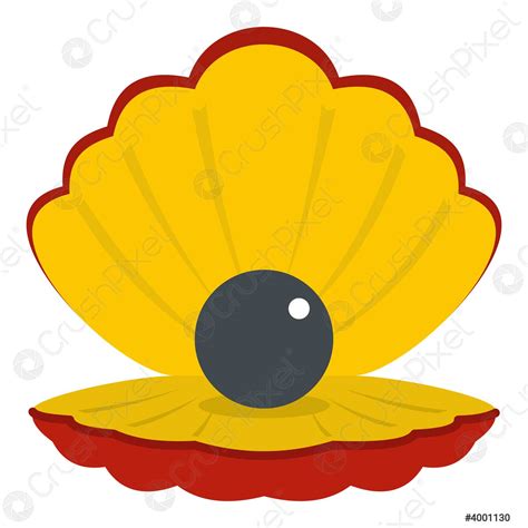 Black Pearl In A Sea Shell Icon Isolated Stock Vector 4001130