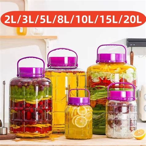 20L/15L/10L/8L glass pickle jar wine jar airtight container food ...