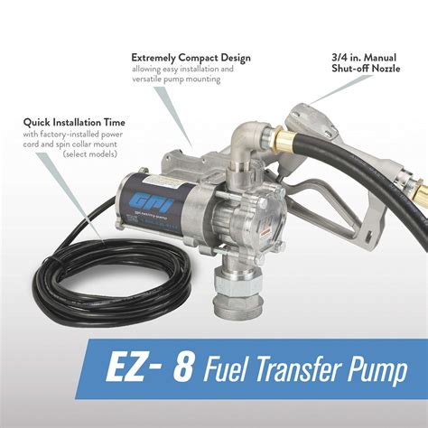 Gpi Ez 8 12v Fuel Transfer Pump 8 Gpm Manual Nozzle Hose Primadian