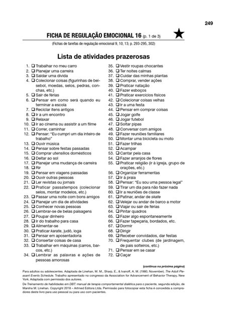 Lista De Atividades Prazerosas Pdf