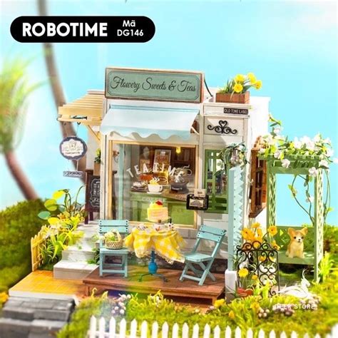 Robotime Coffee Shop Diy Self Assembled Tea Time Model Free Mica