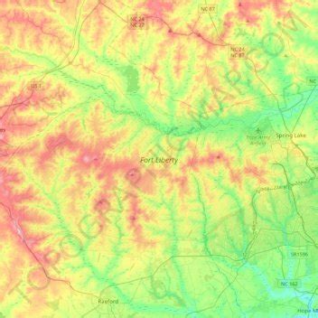 Fort Liberty topographic map, elevation, terrain