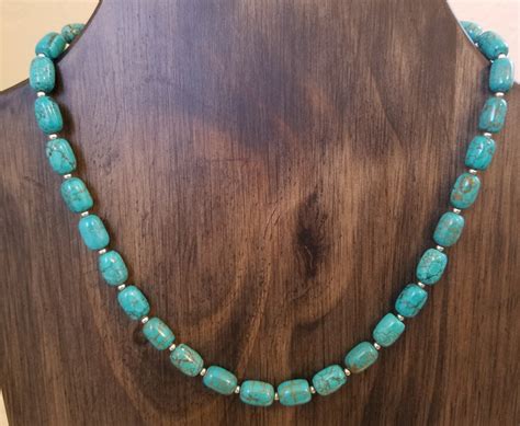 Navajo Turquoise Silver Bead Necklace NKL20 09