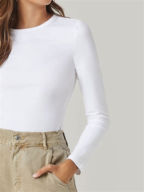 Shein Basics Cotton Solid Form Fitted Tee Shein Usa