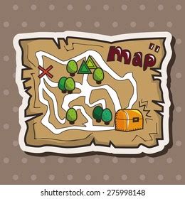 Treasure Map Cartoon Sticker Icon Stock Illustration 275998148