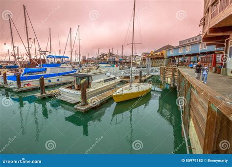 Fisherman`s Wharf at Sunset Editorial Stock Photo - Image of dock ...