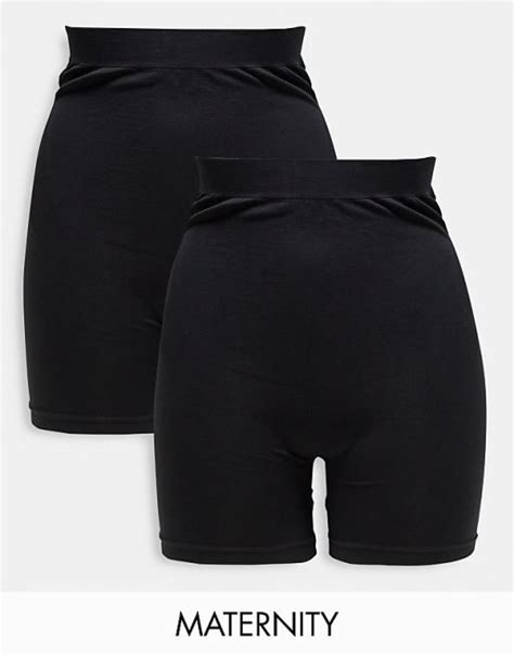 Mamalicious Maternity 2 Pack Over The Bump Shapewear Shorts In Black Asos