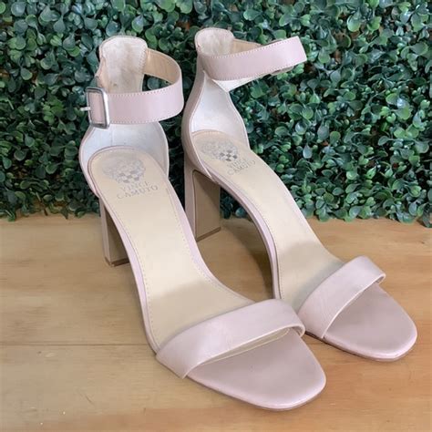 Vince Camuto Shoes Vince Camuto Leather Buckle Strap Block Heels M Nude Poshmark