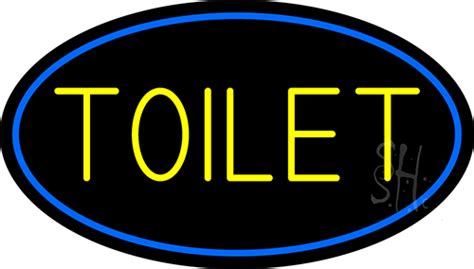 Toilet Oval With Blue Border LED Neon Sign Restroom Neon Signs