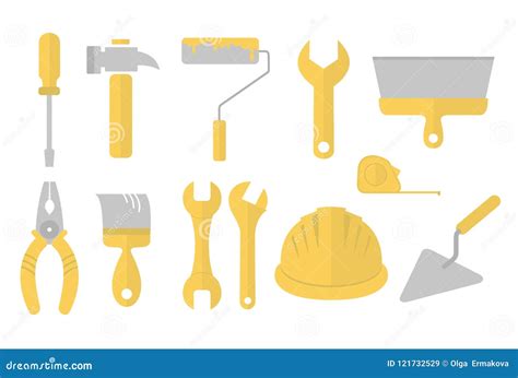 Building Tool Set Of Icons Stock Vector Illustration Isolated On