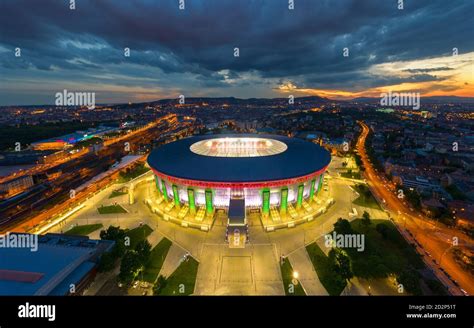 Amazing Giant Arena Building In Hungary Illuminated Ferenc Puskas Stadium Also Known As Puskas