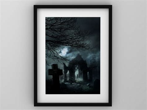 Gothic Cemetery Dark Art Print - Etsy