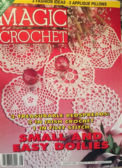 Magic Crochet Pattern Magazine Number 91 August 1994 Doilies Irish