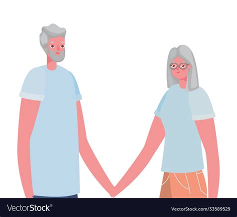 Senior Woman And Man Cartoons Holding Hands Vector Image