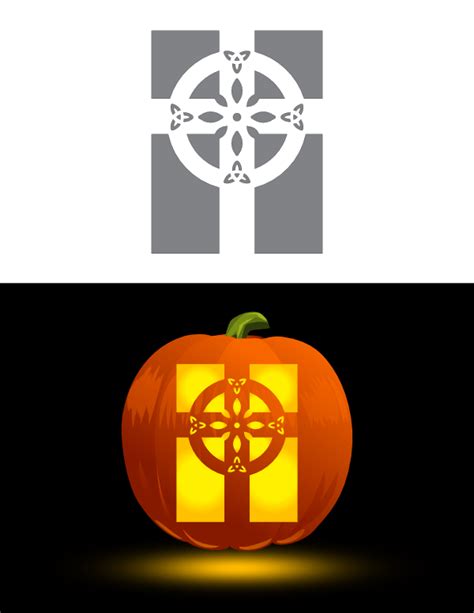 Printable Ornate Celtic Cross Pumpkin Stencil