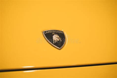 Lamborghini Logo on Yellow Car Hood Editorial Stock Photo - Image of ...